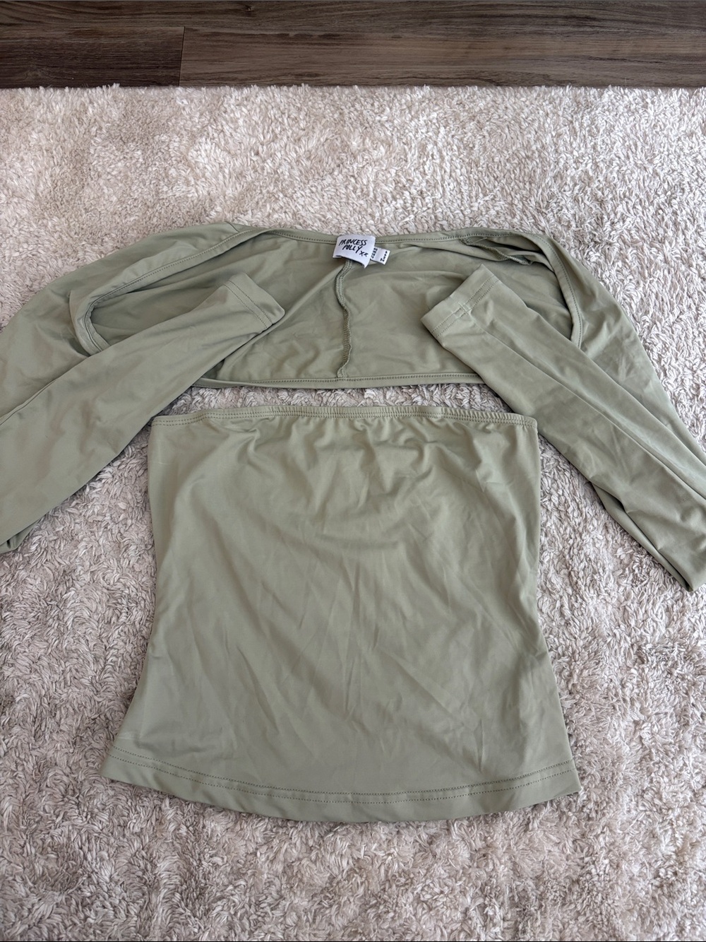 Princess Polly Green Tube Top Set with Shrug